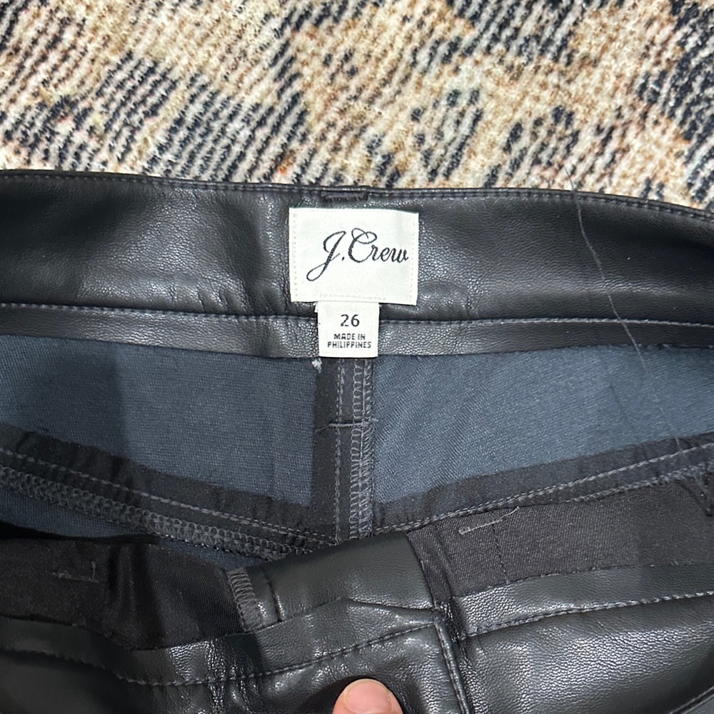 J. Crew Black Faux Leather Straight Leg Women's Jeans - Picture 2 of 4